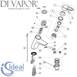 Ideal Standard Ceramix Blue Single Lever Basin Mixer Tap Spare Parts - IDL DV 182